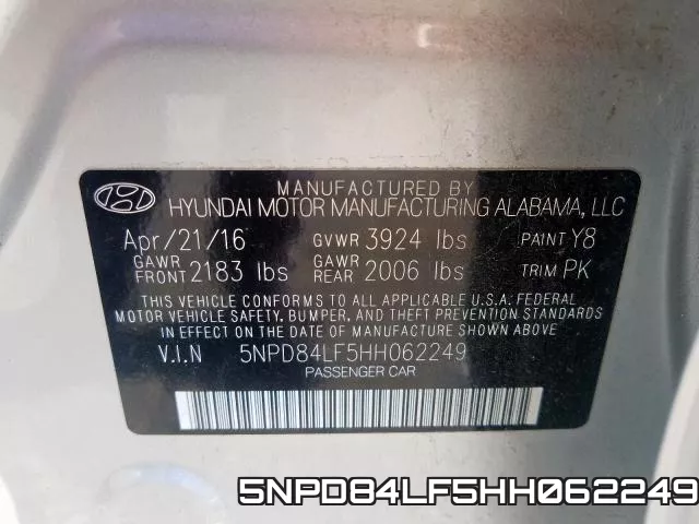 5NPD84LF5HH062249 фото 2