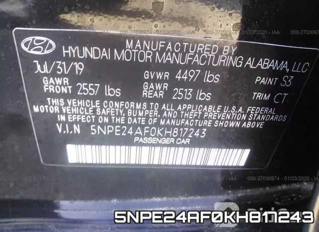 5NPE24AF0KH817243 фото 10