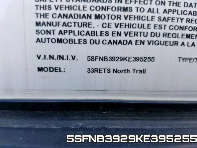 5SFNB3929KE395255 фото 2