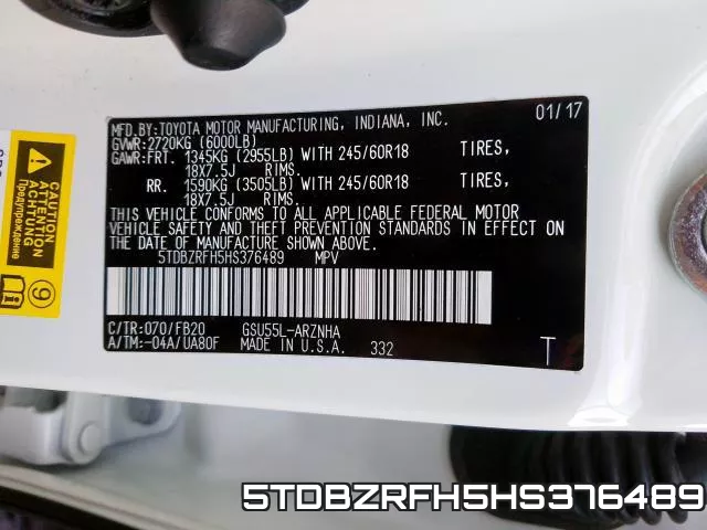 5TDBZRFH5HS376489 фото 2