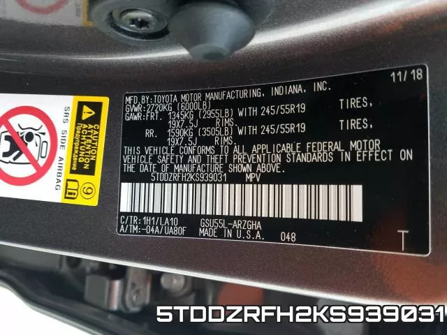 5TDDZRFH2KS939031 фото 2
