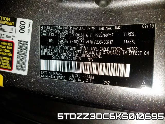 5TDZZ3DC6KS010695 фото 2