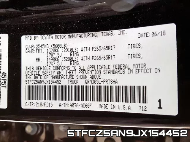 5TFCZ5AN9JX154452 фото 2