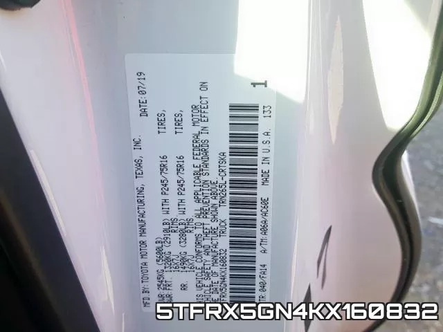 5TFRX5GN4KX160832 фото 2