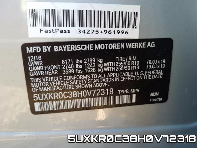 5UXKR0C38H0V72318 фото 2
