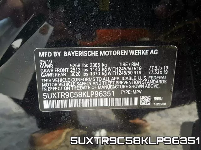 5UXTR9C58KLP96351 фото 2