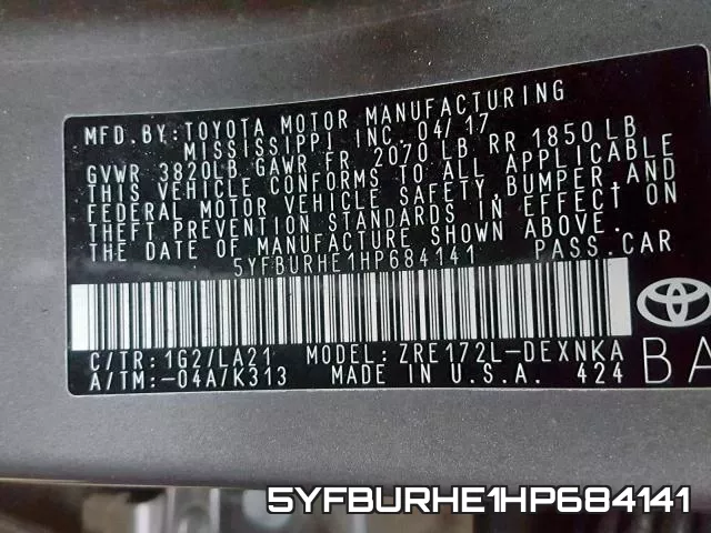 5YFBURHE1HP684141 фото 2