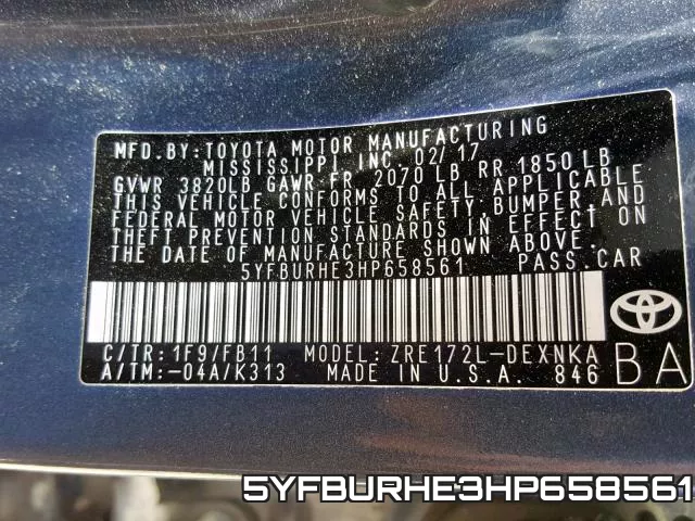 5YFBURHE3HP658561 фото 2