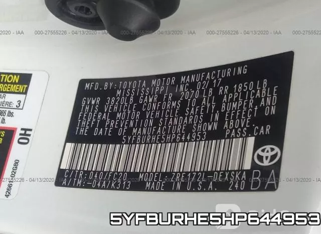 5YFBURHE5HP644953 фото 10