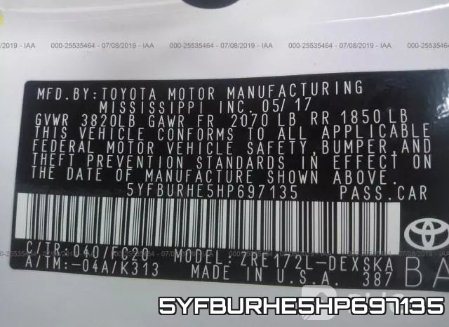 5YFBURHE5HP697135 фото 10