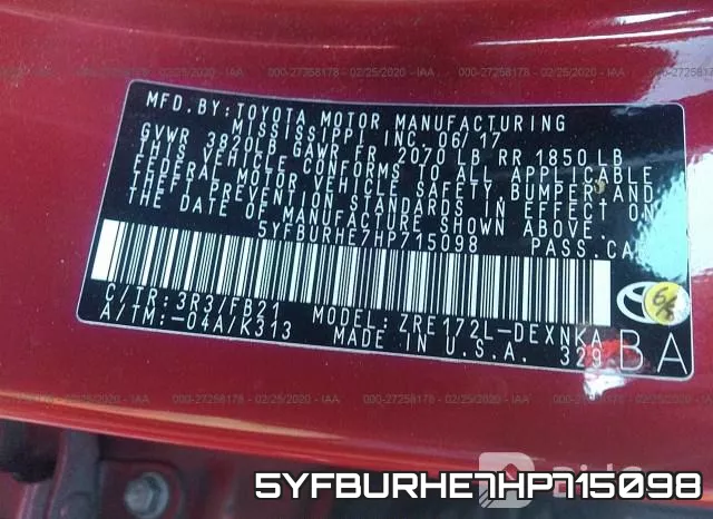 5YFBURHE7HP715098 фото 10