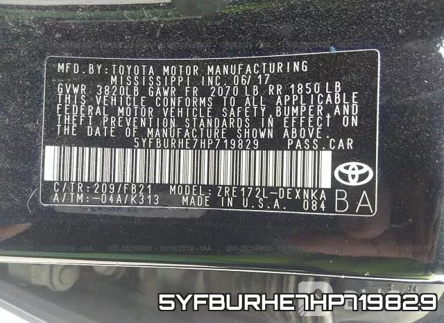 5YFBURHE7HP719829 фото 10