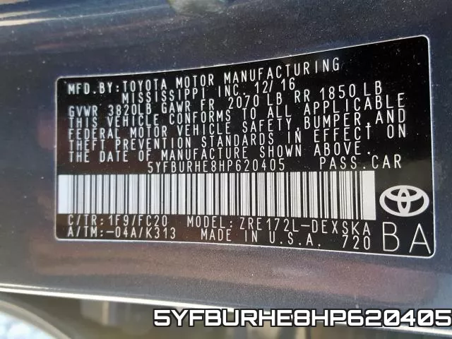5YFBURHE8HP620405 фото 2