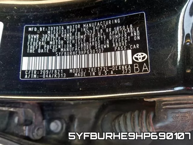 5YFBURHE9HP690107 фото 2
