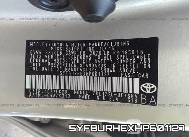 5YFBURHEXHP601127 фото 10