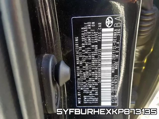 5YFBURHEXKP873135 фото 2