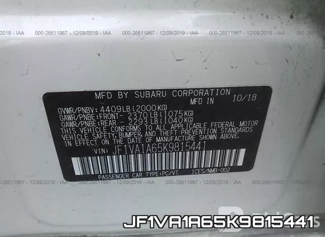 JF1VA1A65K9815441 фото 10