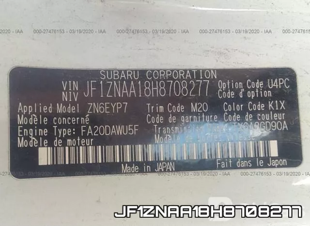 JF1ZNAA18H8708277 фото 10