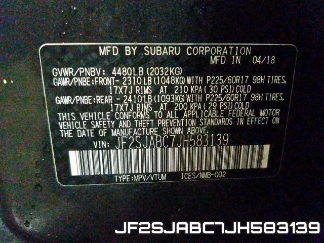 JF2SJABC7JH583139 фото 2
