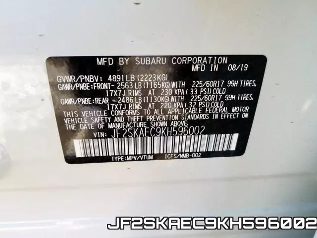 JF2SKAEC9KH596002 фото 2