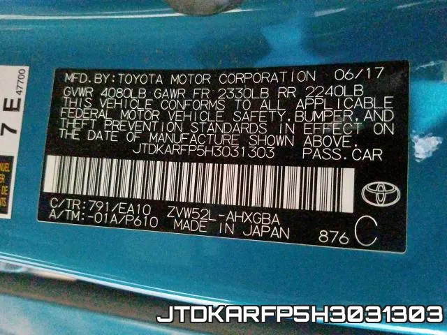 JTDKARFP5H3031303 фото 2