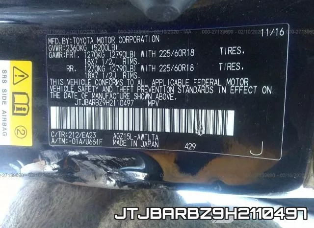JTJBARBZ9H2110497 фото 10
