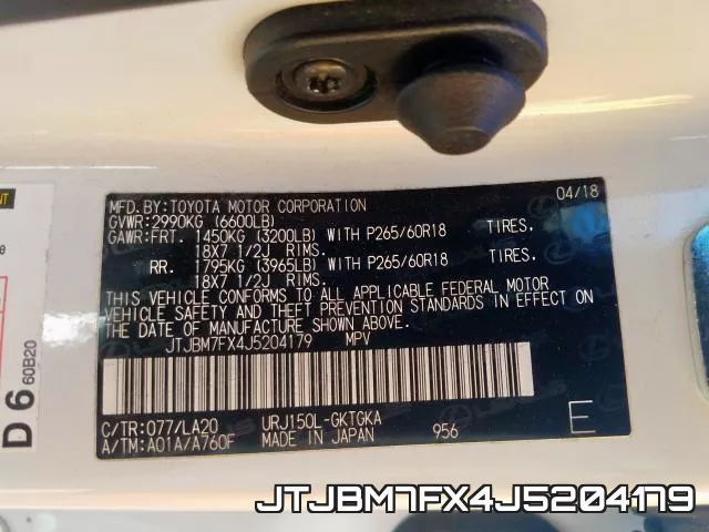 JTJBM7FX4J5204179 фото 2