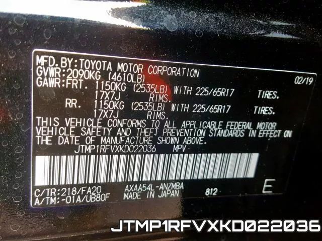 JTMP1RFVXKD022036 фото 2