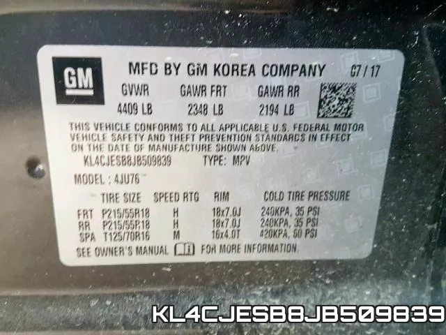 KL4CJESB8JB509839 фото 2