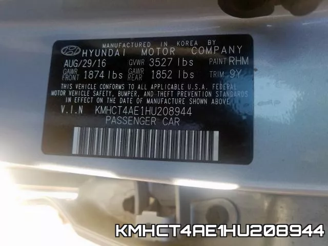KMHCT4AE1HU208944 фото 2