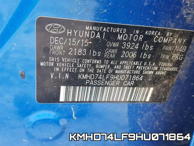 KMHD74LF9HU071864 фото 2