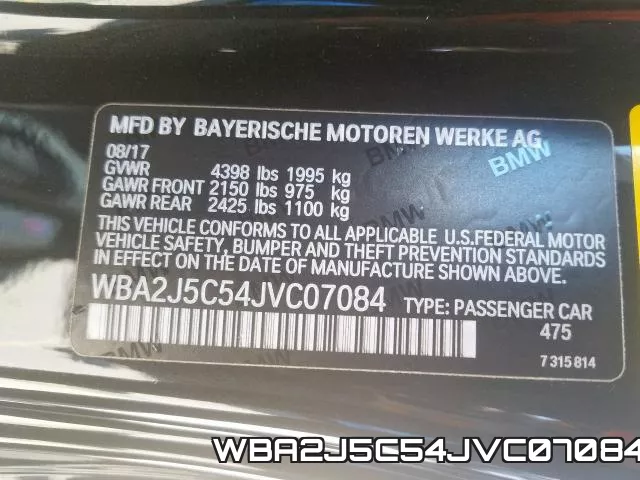 WBA2J5C54JVC07084 фото 2