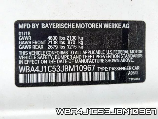 WBA4J1C53JBM10967 фото 2