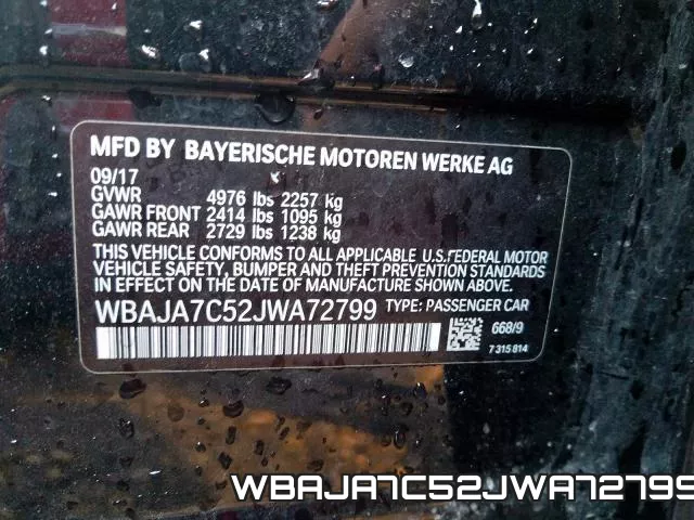 WBAJA7C52JWA72799 фото 2