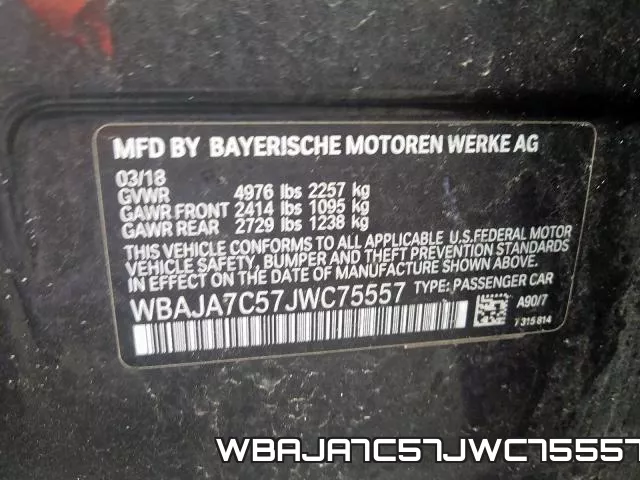 WBAJA7C57JWC75557 фото 2