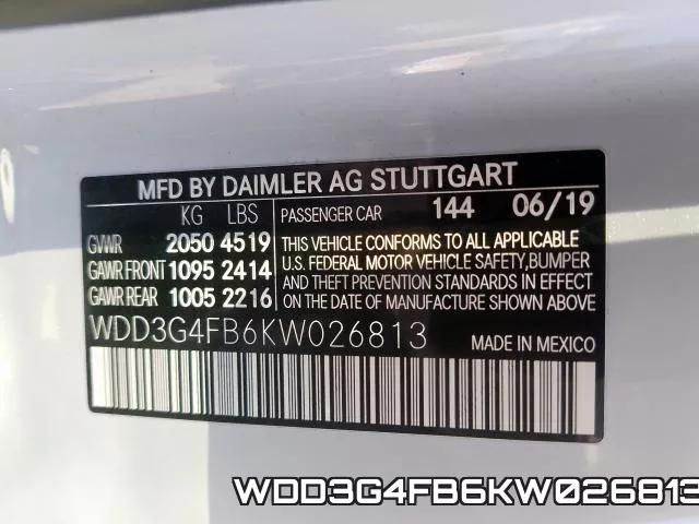 WDD3G4FB6KW026813 фото 2