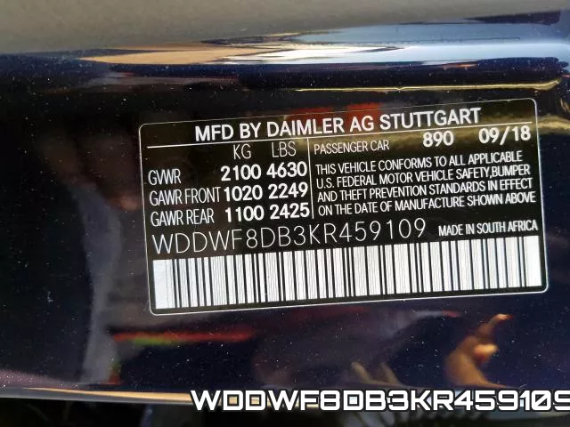 WDDWF8DB3KR459109 фото 2