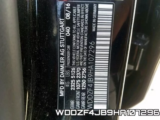 WDDZF4JB9HA107296 фото 2