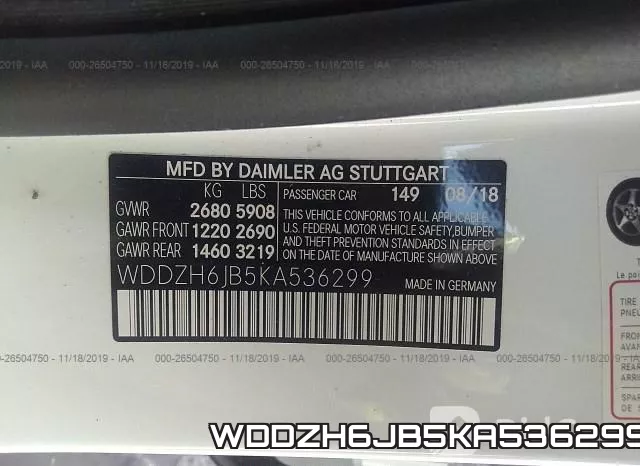 WDDZH6JB5KA536299 фото 10