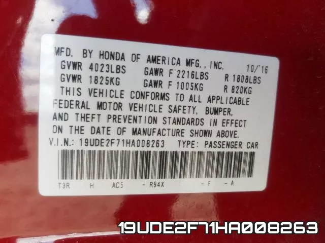 19UDE2F71HA008263 фото 2