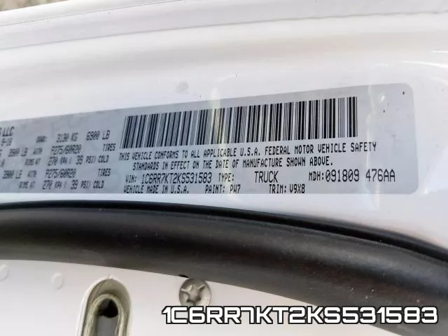1C6RR7KT2KS531583 фото 2