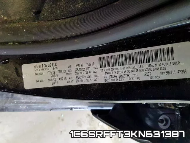 1C6SRFFT3KN631387 фото 2