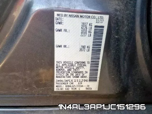 1N4AL3AP1JC151296 фото 2