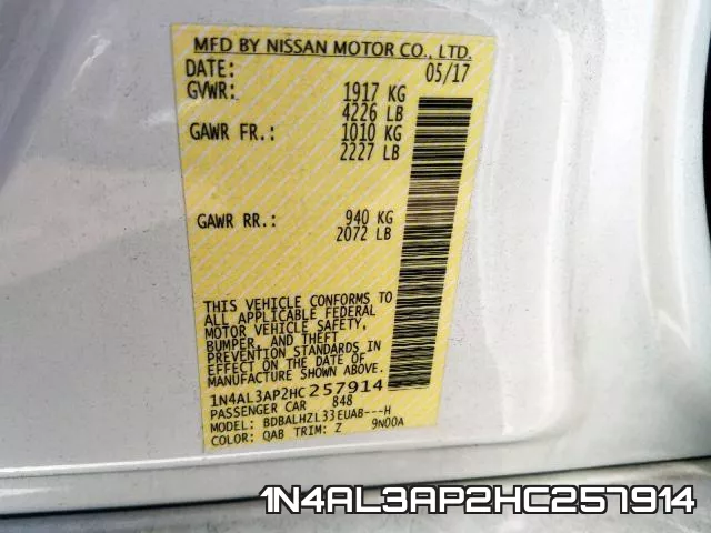 1N4AL3AP2HC257914 фото 2
