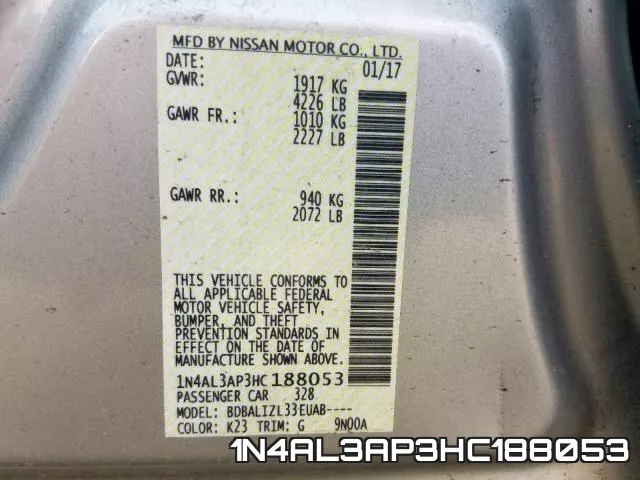 1N4AL3AP3HC188053 фото 2