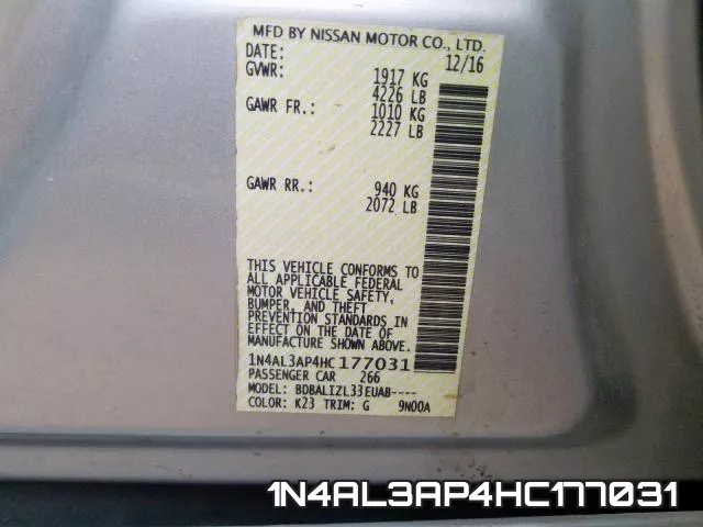1N4AL3AP4HC177031 фото 2