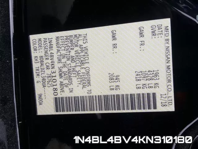 1N4BL4BV4KN310180 фото 2