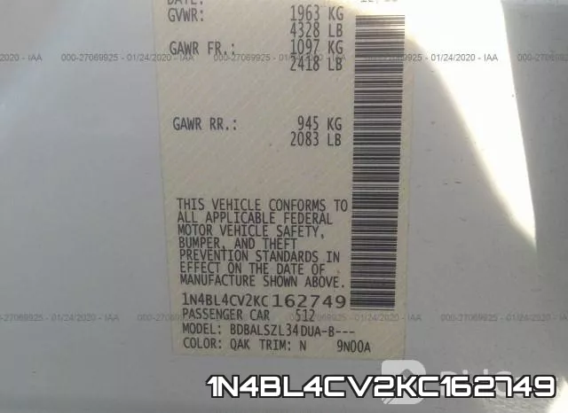 1N4BL4CV2KC162749 фото 10