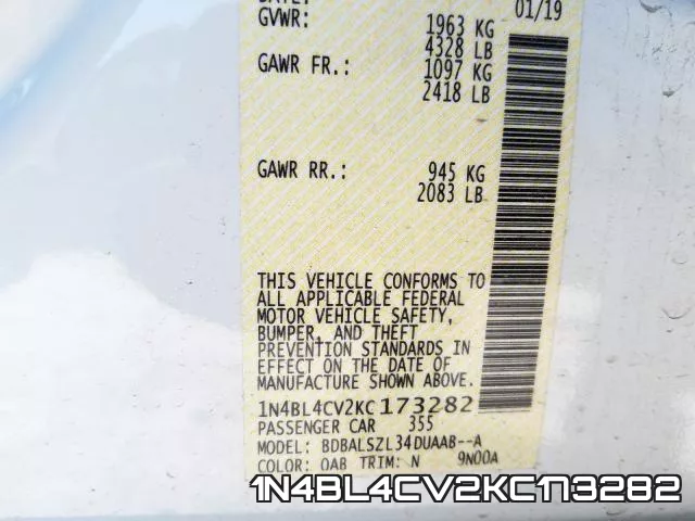 1N4BL4CV2KC173282 фото 2