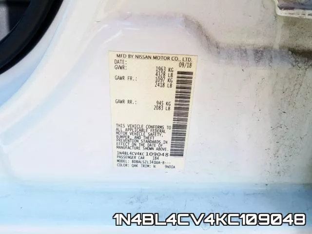 1N4BL4CV4KC109048 фото 2